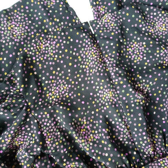 Kate Spade Disco Dots Jumpsuit Crepe V Neck Black Belted Wrap Crepe 8 - Picture 7 of 13